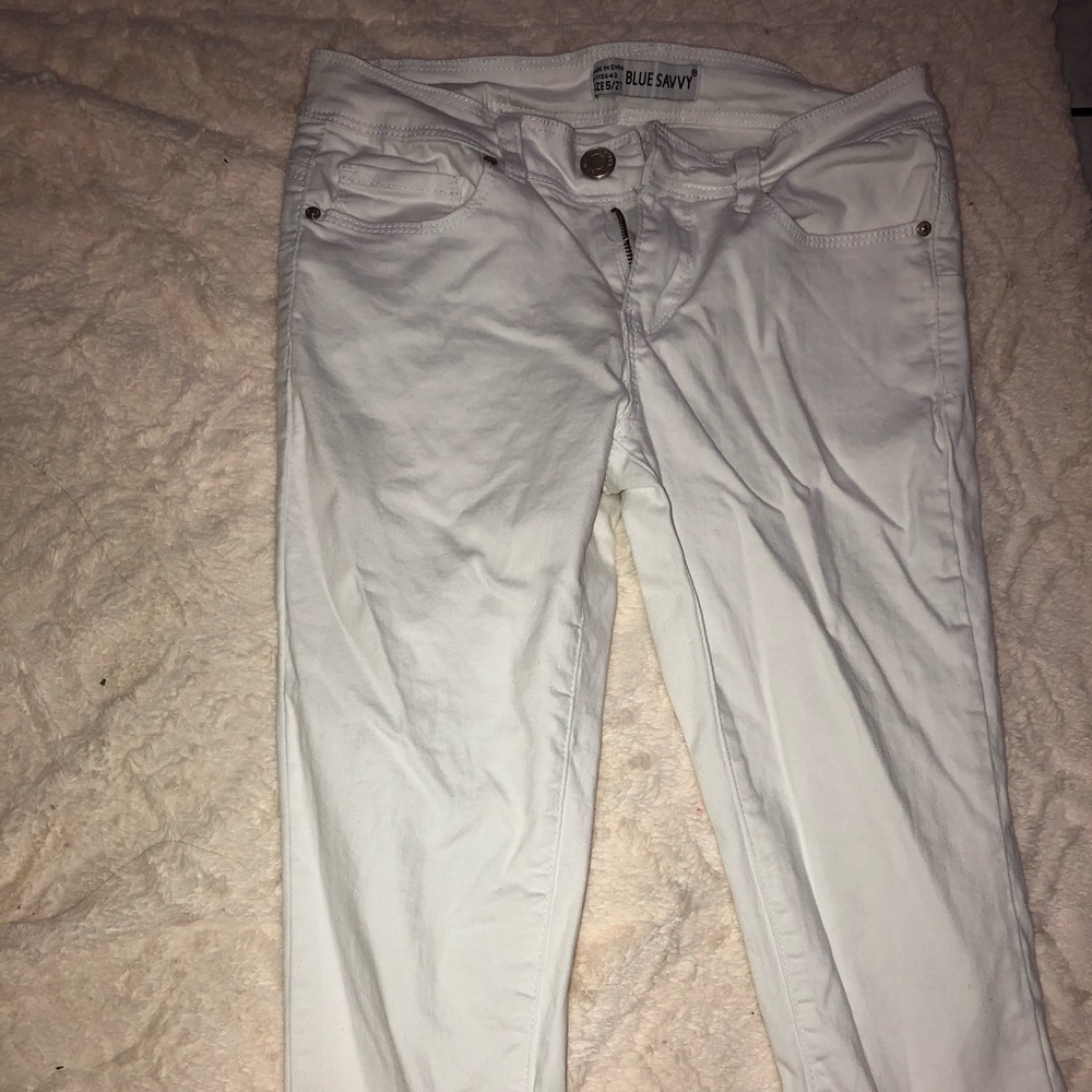 Blue Savvy White Capri